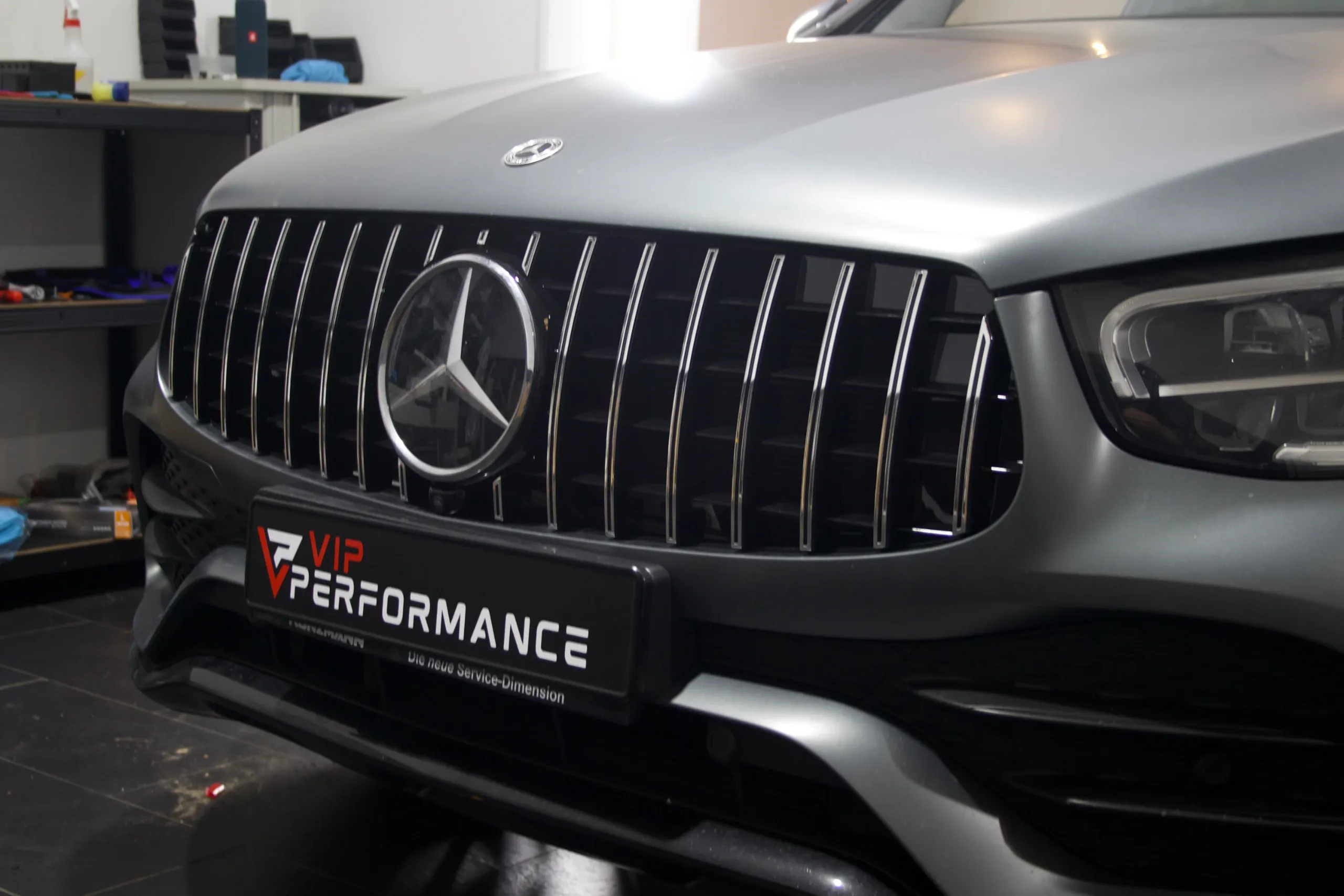 Mercedes GLC X253 Panamericana Grill Detail Stoßstange und Spaltmaße